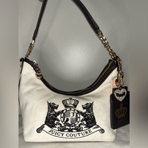 NEW! JUICY COUTURE Velour Classic Scottie Dogs Hobo Shoulder Bag in Crystal